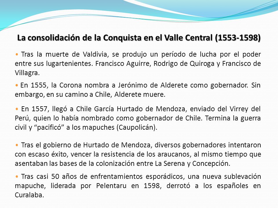 La consolidación de la Conquista en el Valle Central ( )