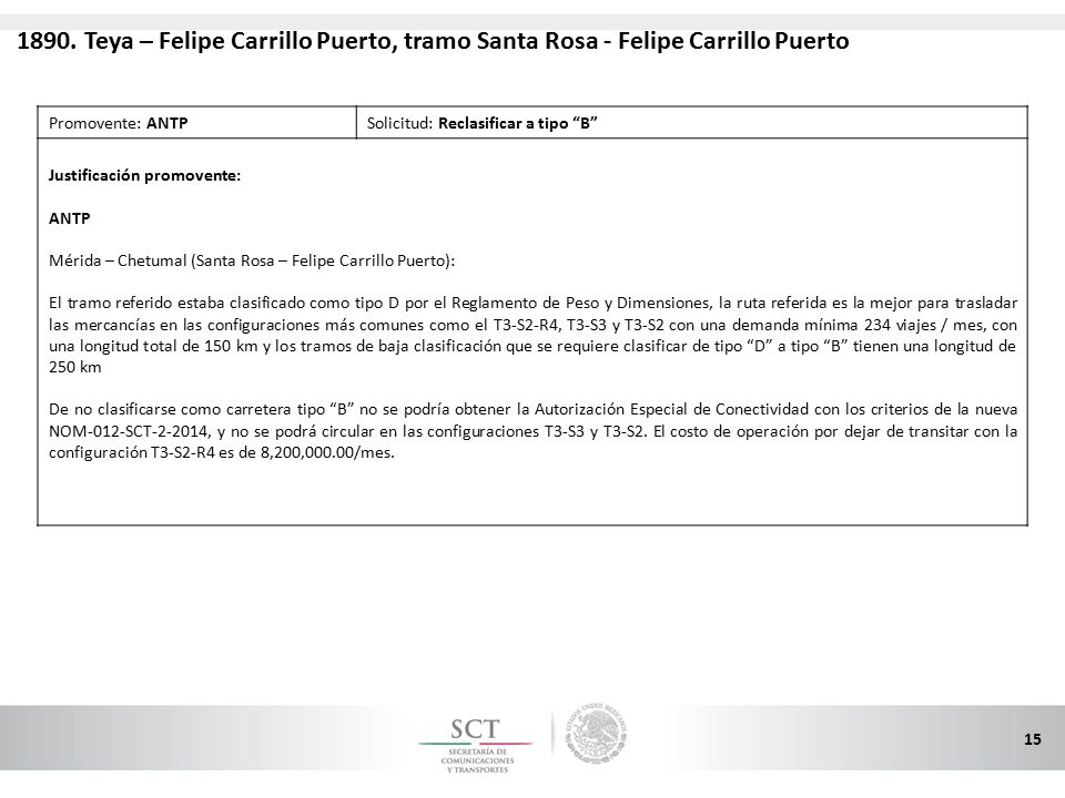 1890. Teya – Felipe Carrillo Puerto, tramo Santa Rosa - Felipe Carrillo Puerto