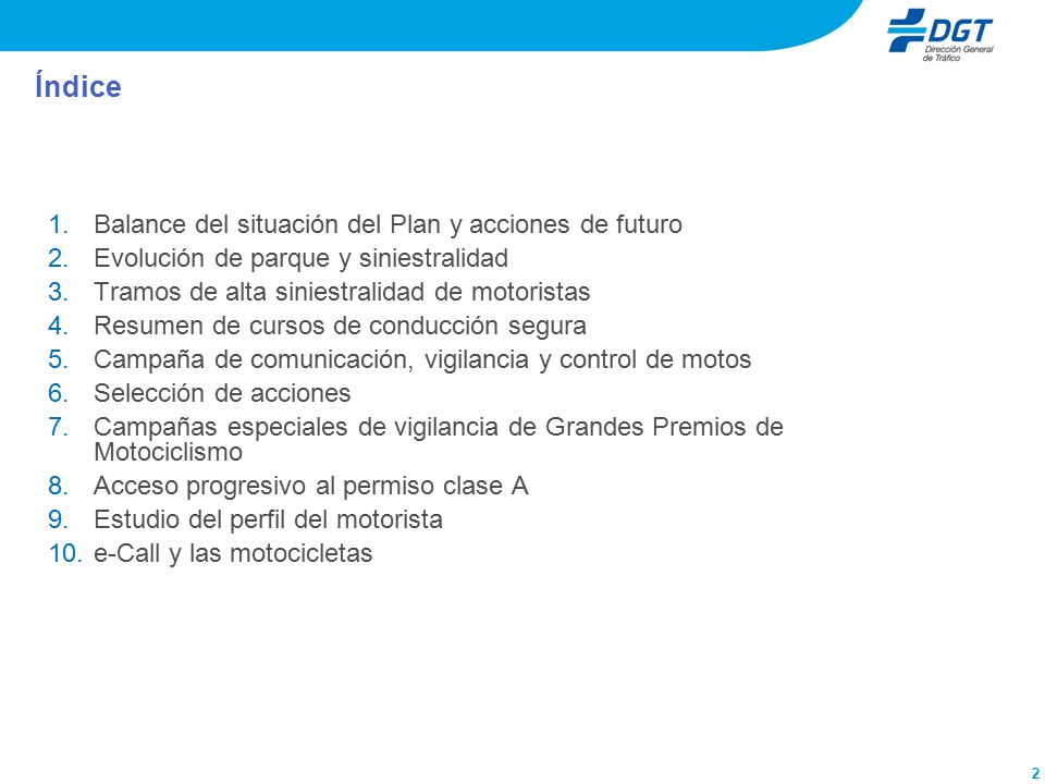 Índice Balance del situación del Plan y acciones de futuro