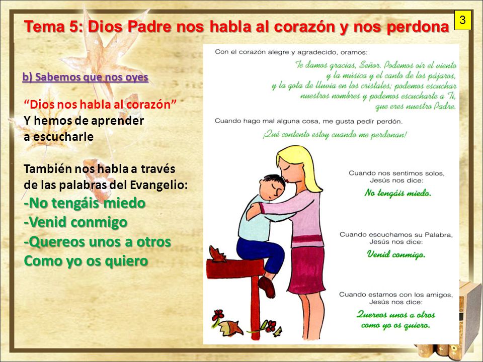 Tema 5: Dios Padre nos habla al corazón y nos perdona