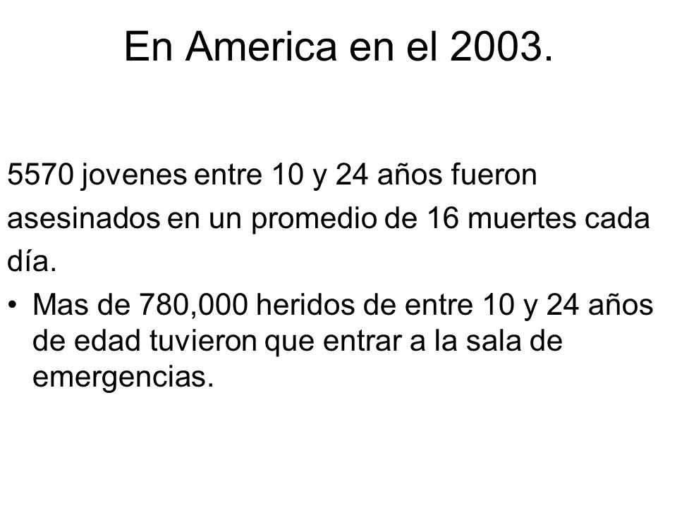 En America en el jovenes entre 10 y 24 años fueron