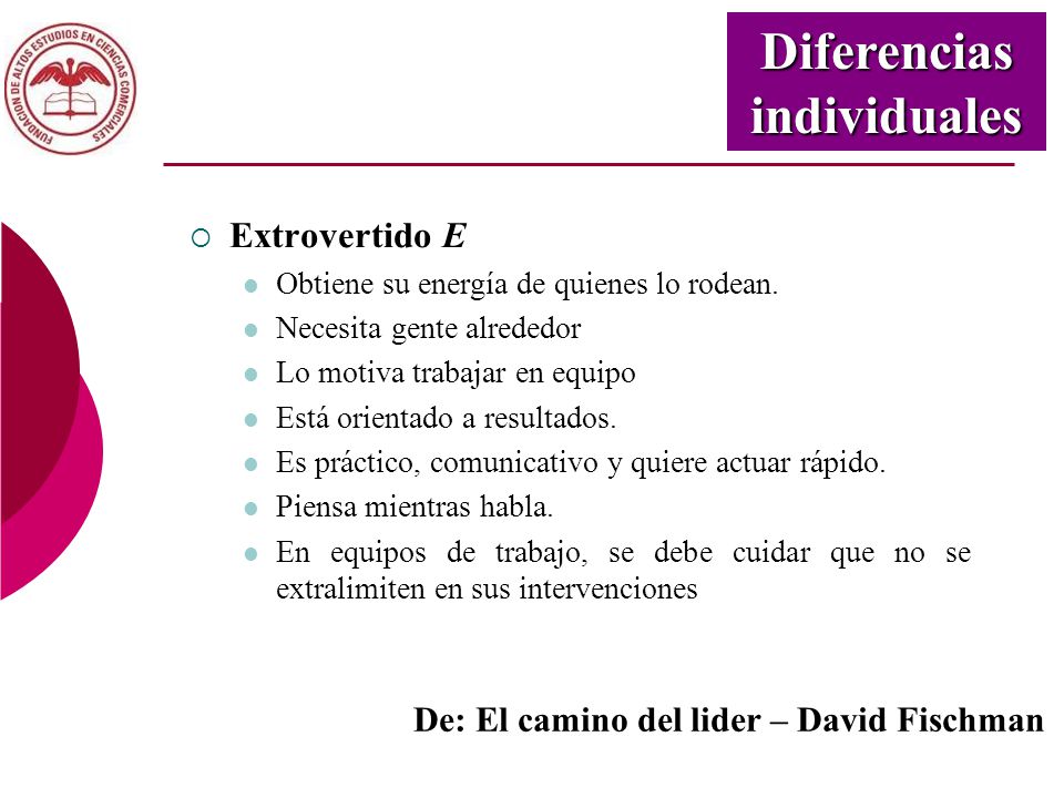 Diferencias individuales De: El camino del lider – David Fischman