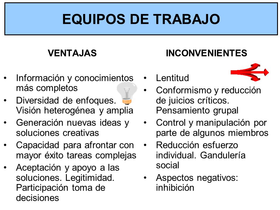 EQUIPOS DE TRABAJO VENTAJAS Información y conocimientos más completos