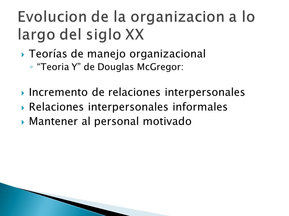 Evolucion de la organizacion a lo largo del siglo XX