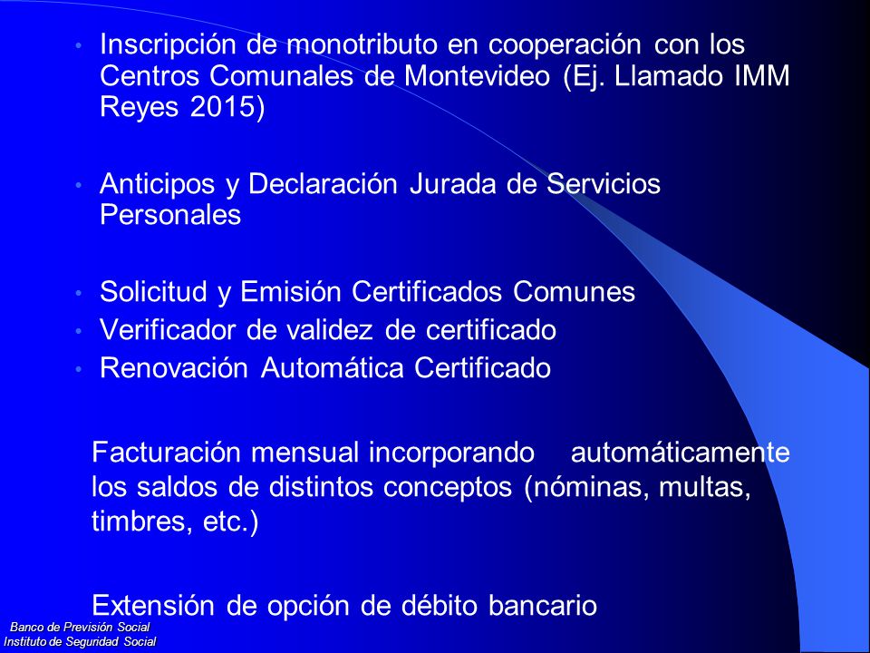 Inscripción de monotributo en cooperación con los Centros Comunales de Montevideo (Ej. Llamado IMM Reyes 2015)