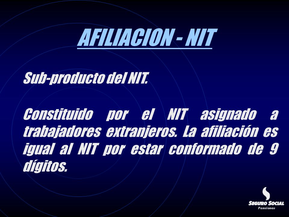 AFILIACION - NIT Sub-producto del NIT.