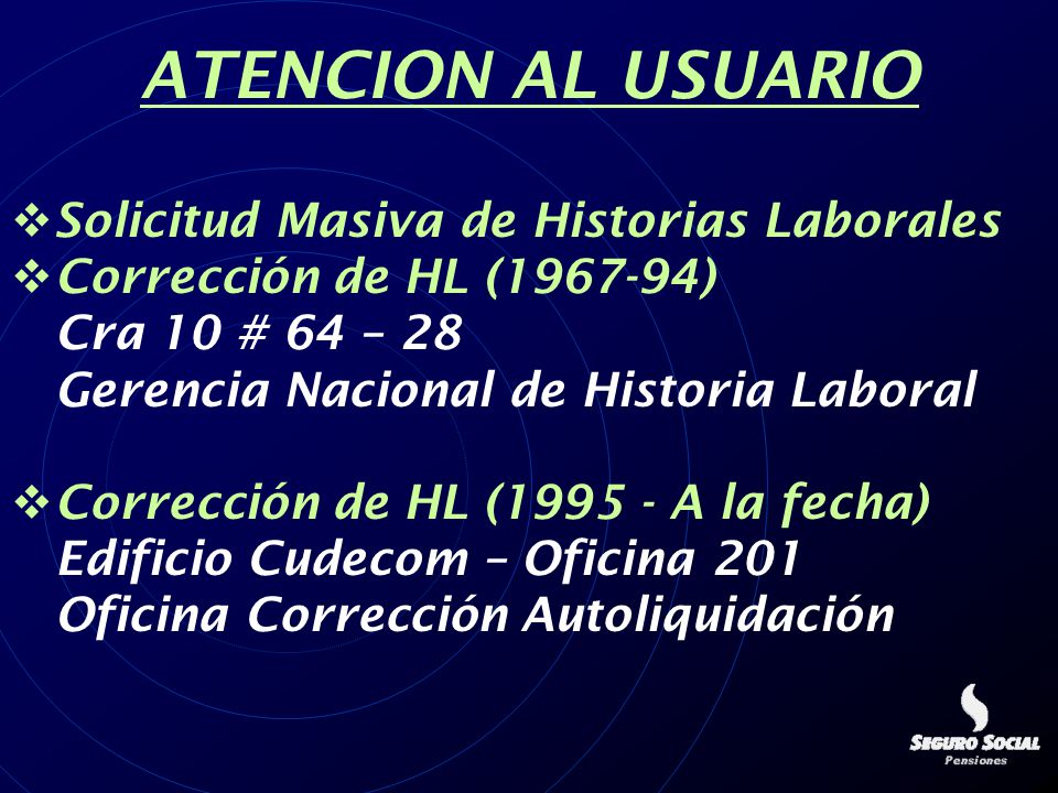 ATENCION AL USUARIO Solicitud Masiva de Historias Laborales