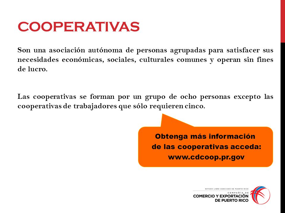 Obtenga más información de las cooperativas acceda: