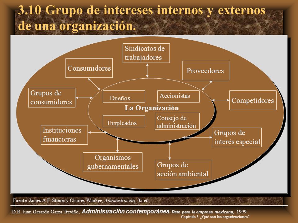 3.10 Grupo de intereses internos y externos de una organización.