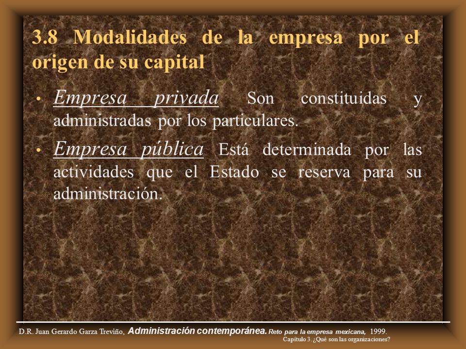 3.8 Modalidades de la empresa por el origen de su capital