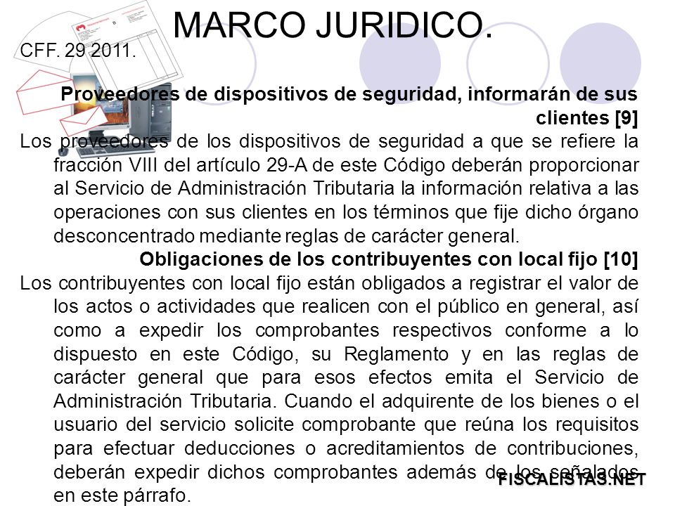 MARCO JURIDICO. CFF Proveedores de dispositivos de seguridad, informarán de sus clientes [9]