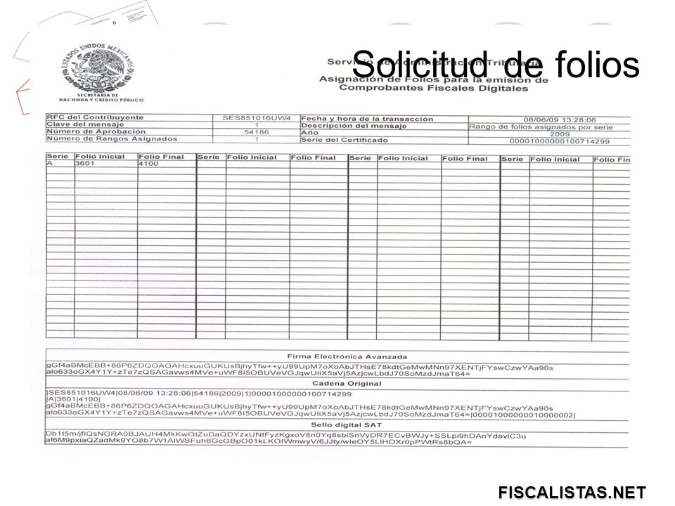 Solicitud de folios FISCALISTAS.NET 38 38