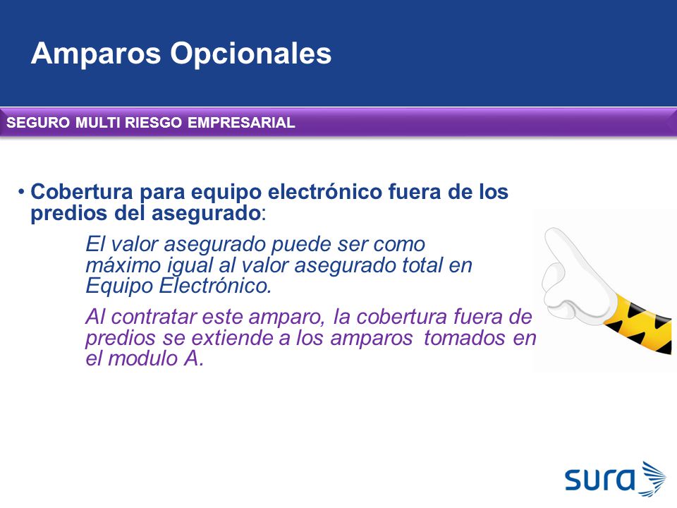 Amparos Opcionales SEGURO MULTI RIESGO EMPRESARIAL. Cobertura para equipo electrónico fuera de los predios del asegurado: