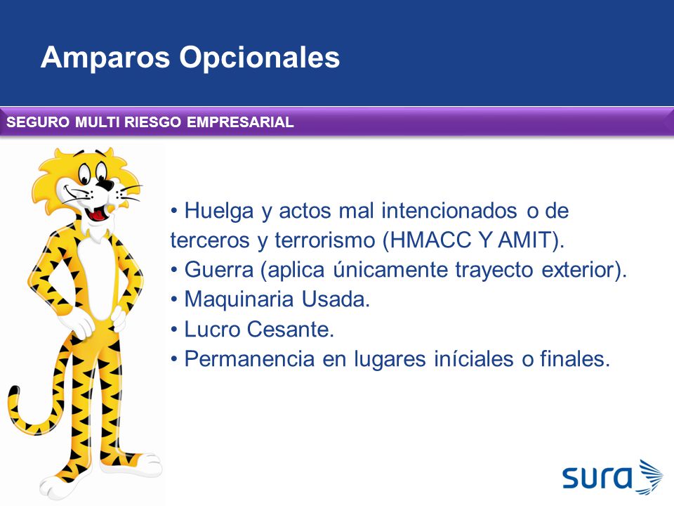Amparos Opcionales SEGURO MULTI RIESGO EMPRESARIAL. Huelga y actos mal intencionados o de terceros y terrorismo (HMACC Y AMIT).