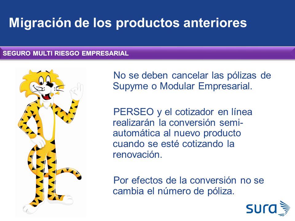 Migración de los productos anteriores