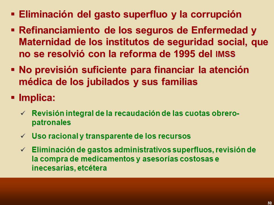 Eliminación del gasto superfluo y la corrupción