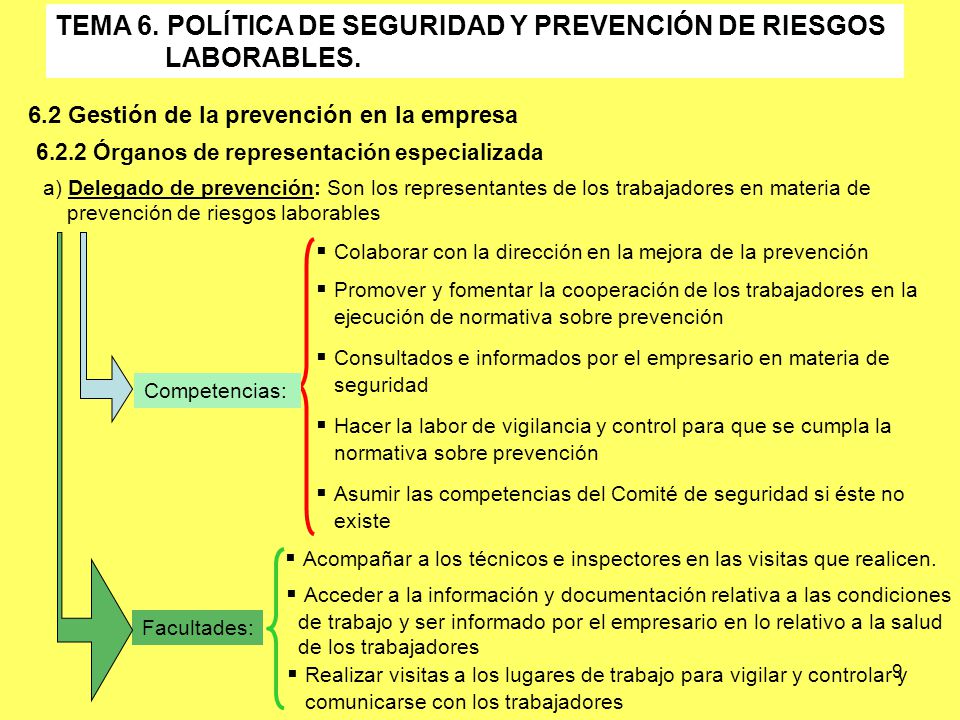 TEMA 6. POLÍTICA DE SEGURIDAD Y PREVENCIÓN DE RIESGOS LABORABLES.