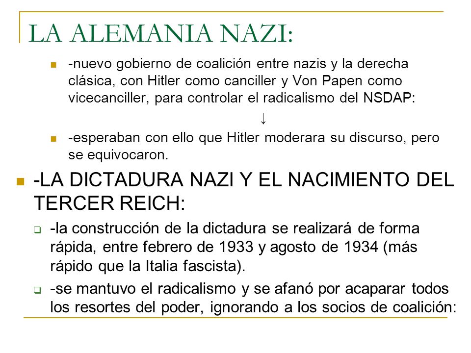 LA ALEMANIA NAZI: -LA DICTADURA NAZI Y EL NACIMIENTO DEL TERCER REICH:
