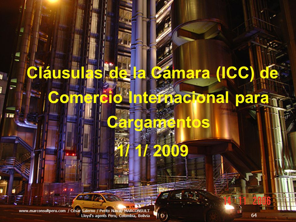 Cláusulas de la Cámara (ICC) de Comercio Internacional para Cargamentos