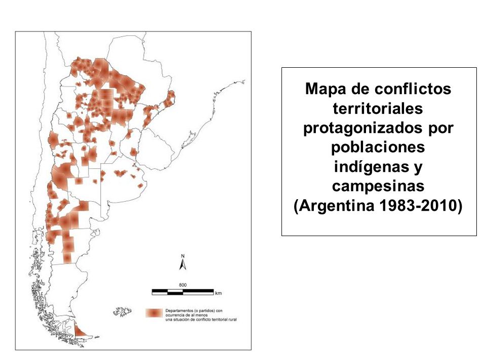 Mapa de conflictos territoriales protagonizados por poblaciones indígenas y campesinas