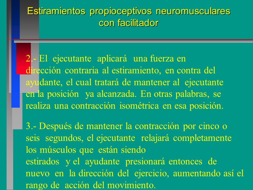 Estiramientos propioceptivos neuromusculares con facilitador