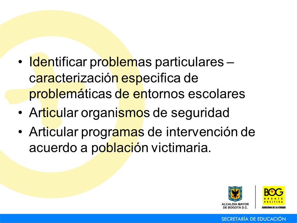 Identificar problemas particulares – caracterización especifica de problemáticas de entornos escolares