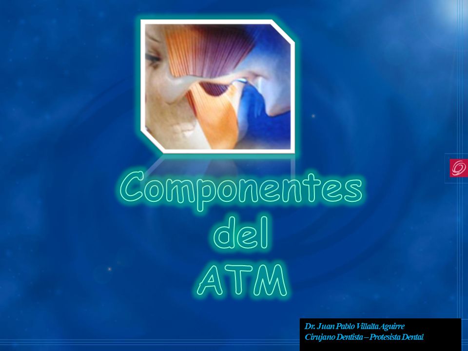 Componentes del ATM Dr. Juan Pablo Villalta Aguirre Cirujano Dentista – Protesista Dental