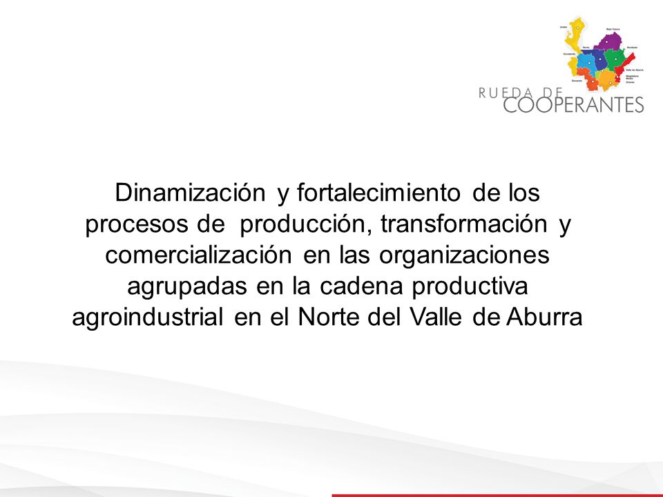 Dinamización y fortalecimiento de los procesos de producción, transformación y comercialización en las organizaciones agrupadas en la cadena productiva agroindustrial en el Norte del Valle de Aburra