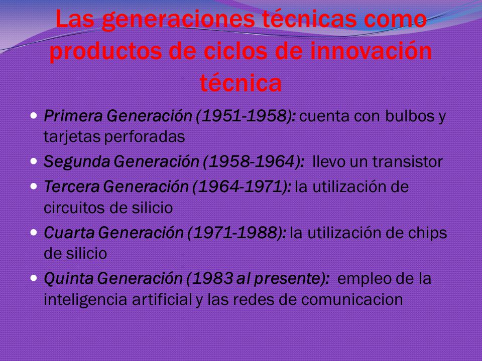 Las generaciones técnicas como productos de ciclos de innovación técnica