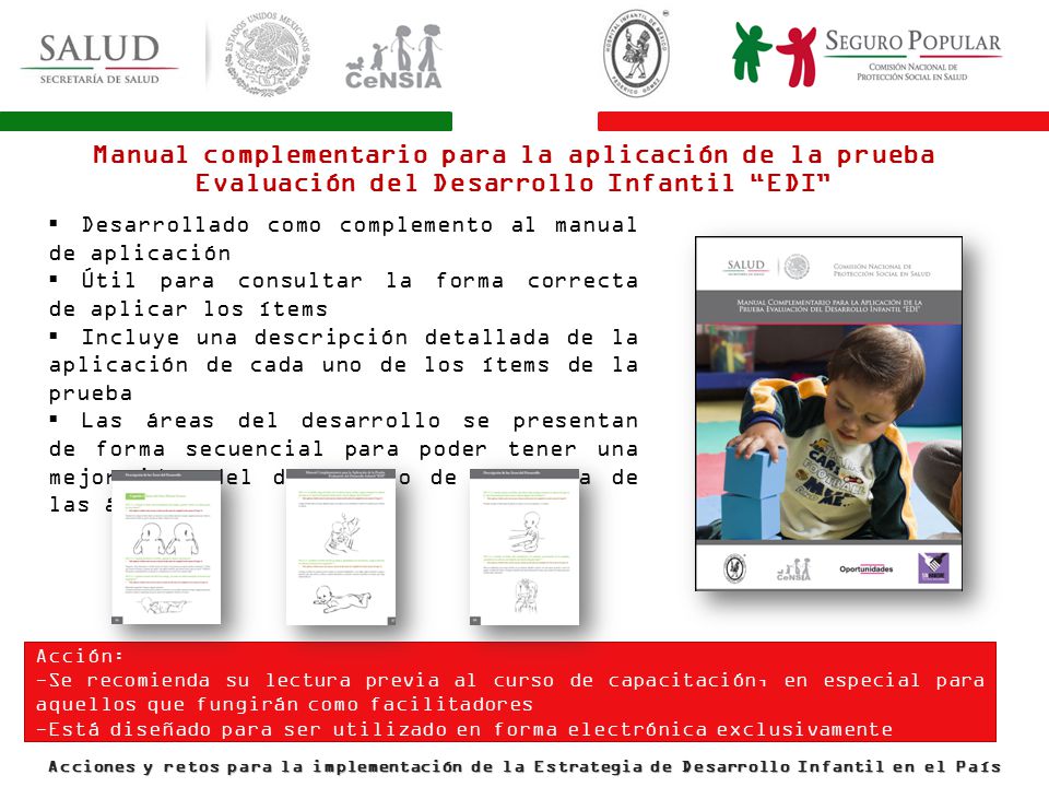 Manual complementario para la aplicación de la prueba Evaluación del Desarrollo Infantil EDI