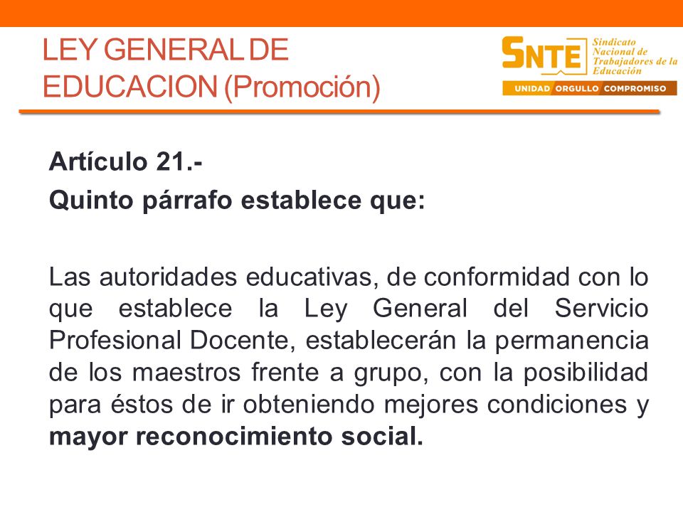 LEY GENERAL DE EDUCACION (Promoción)
