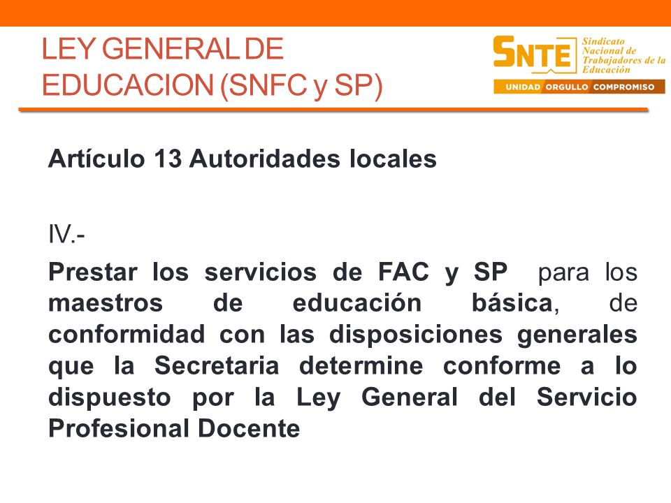 LEY GENERAL DE EDUCACION (SNFC y SP)