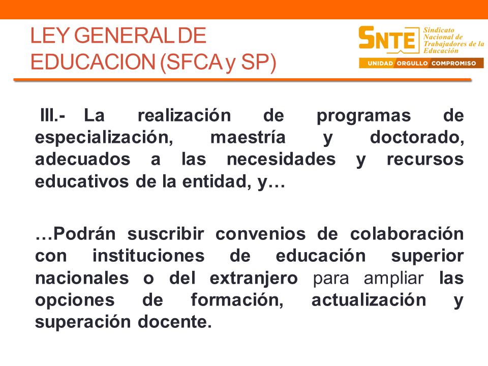 LEY GENERAL DE EDUCACION (SFCA y SP)