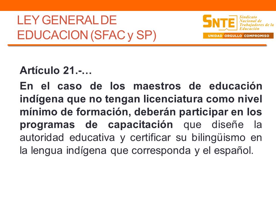 LEY GENERAL DE EDUCACION (SFAC y SP)