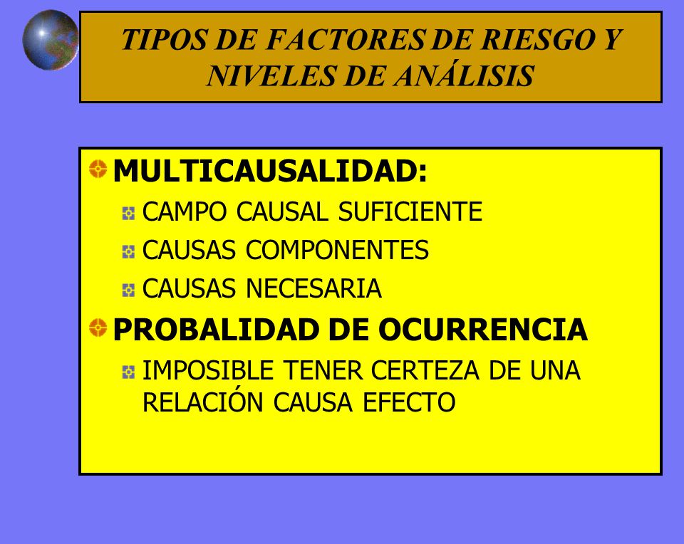 TIPOS DE FACTORES DE RIESGO Y NIVELES DE ANÁLISIS