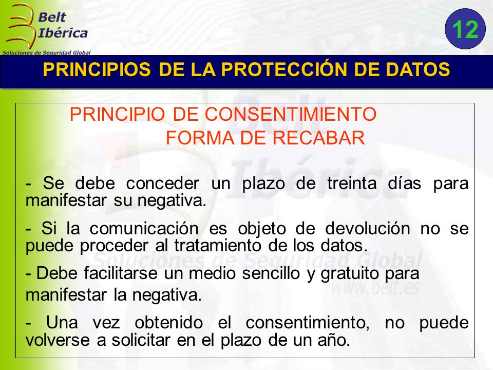 PRINCIPIOS DE LA PROTECCIÓN DE DATOS
