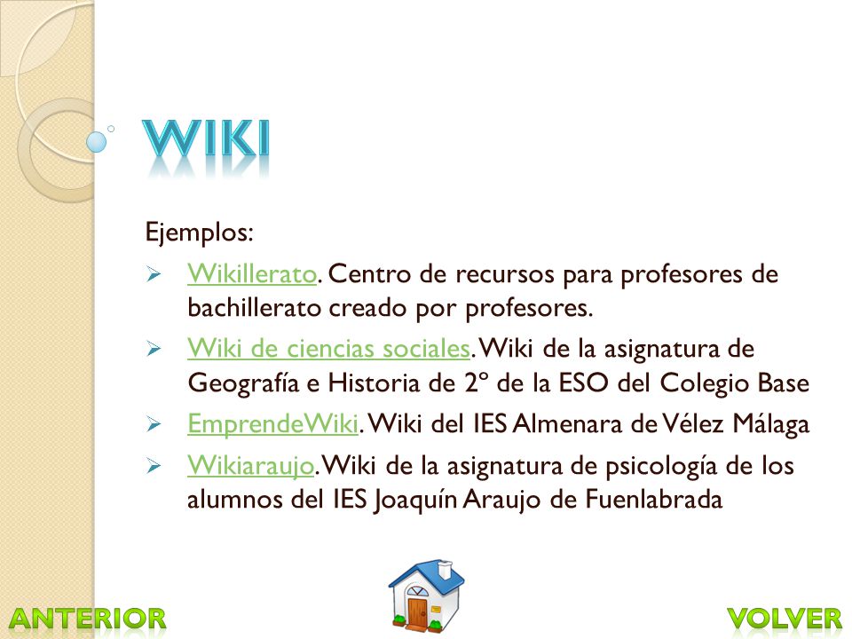 WIKI Ejemplos: Wikillerato. Centro de recursos para profesores de bachillerato creado por profesores.