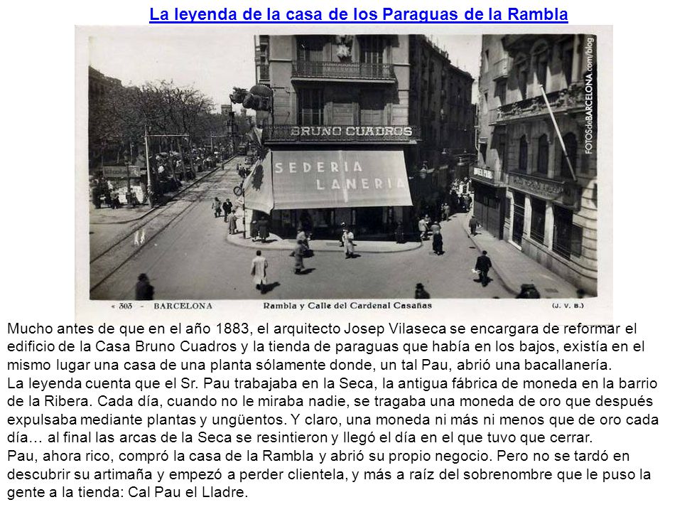 La leyenda de la casa de los Paraguas de la Rambla
