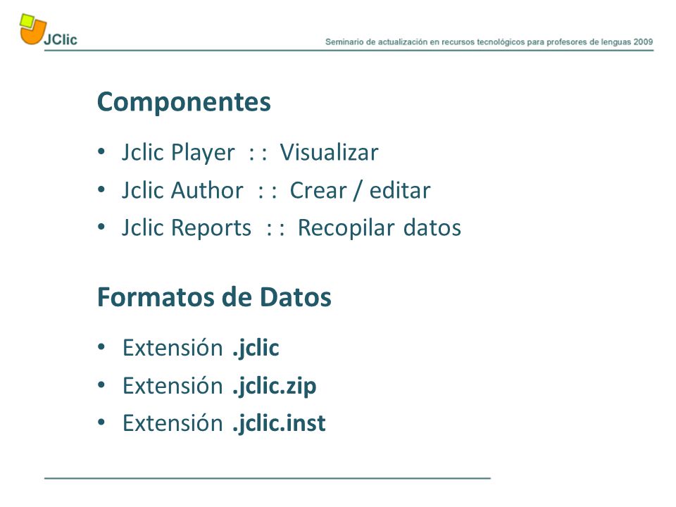 Componentes Formatos de Datos Jclic Player : : Visualizar