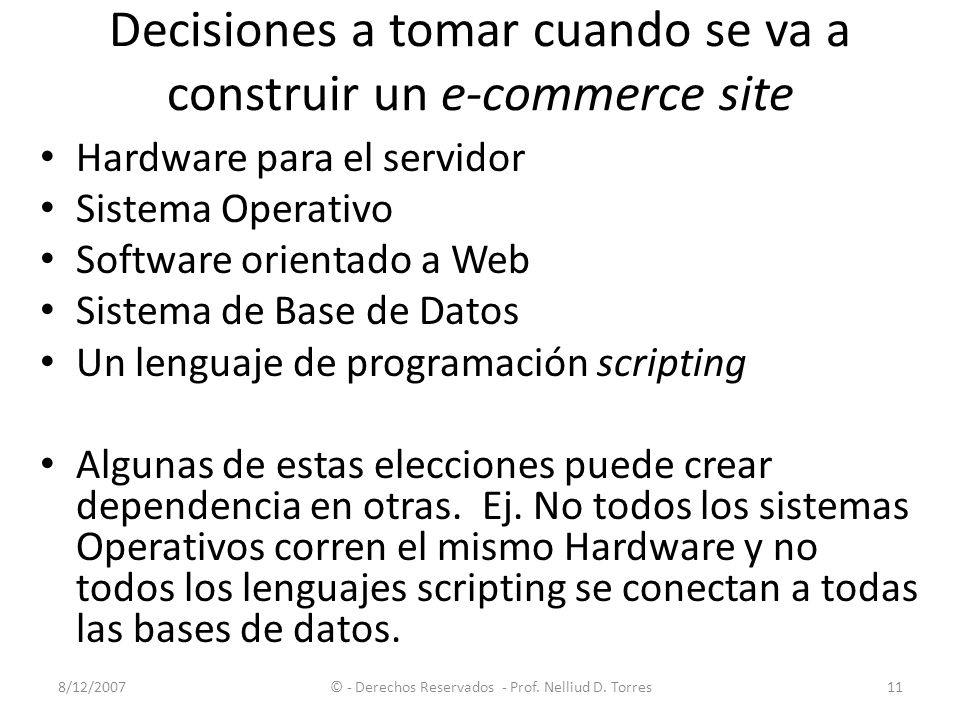Decisiones a tomar cuando se va a construir un e-commerce site