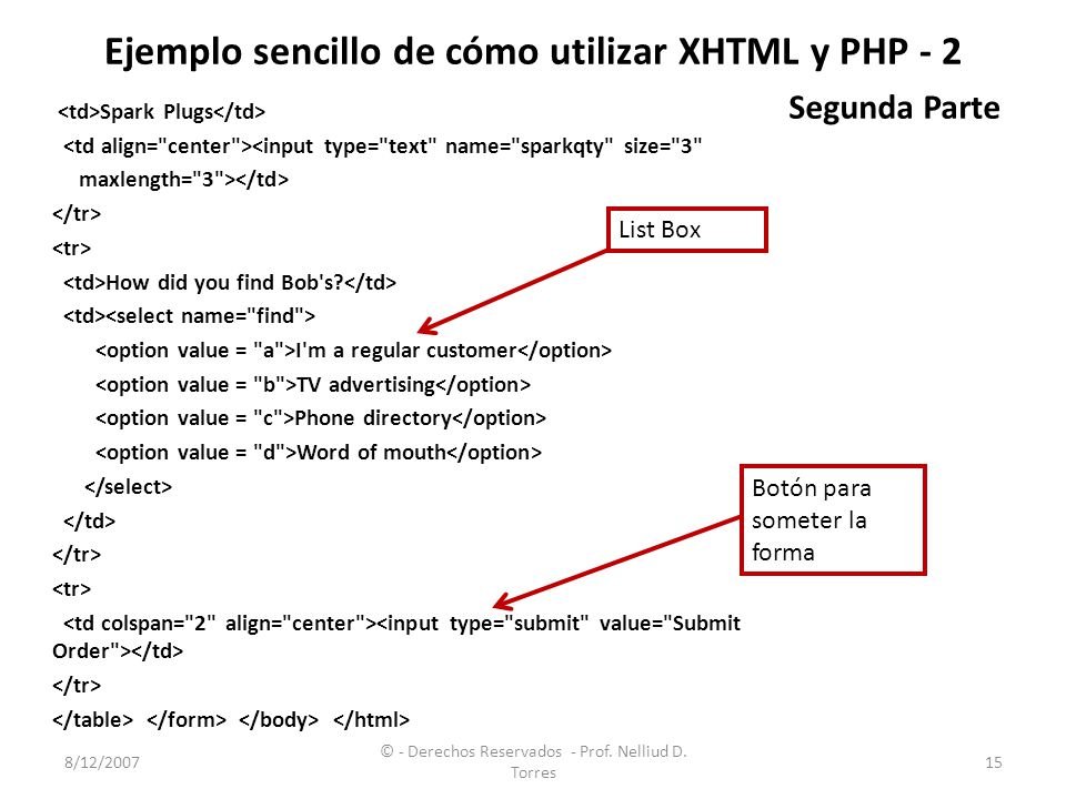 Ejemplo sencillo de cómo utilizar XHTML y PHP - 2