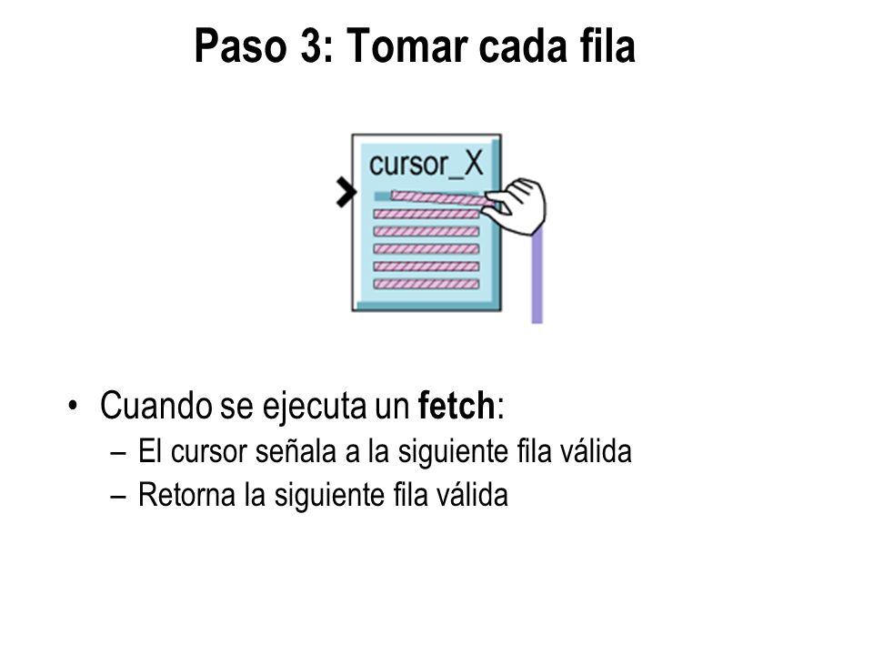 Paso 3: Tomar cada fila Cuando se ejecuta un fetch: