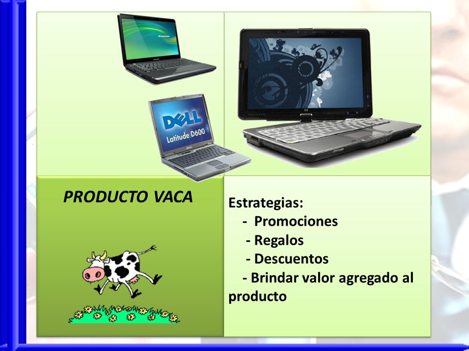 PRODUCTO VACA Estrategias: - Promociones - Regalos - Descuentos