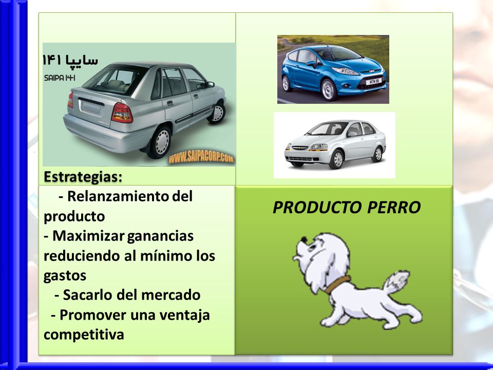 PRODUCTO PERRO Estrategias: - Relanzamiento del producto