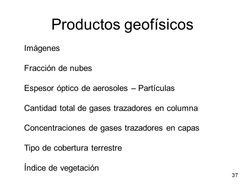 Productos geofísicos Imágenes Fracción de nubes