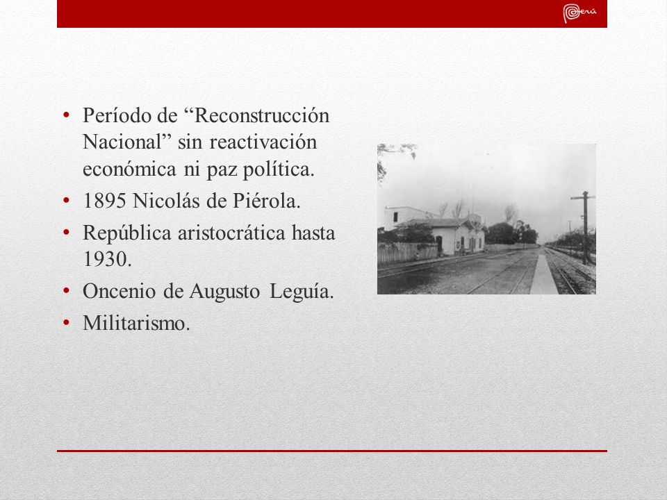Período de Reconstrucción Nacional sin reactivación económica ni paz política.
