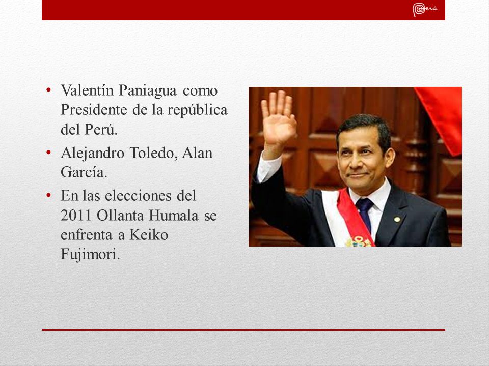 Valentín Paniagua como Presidente de la república del Perú.