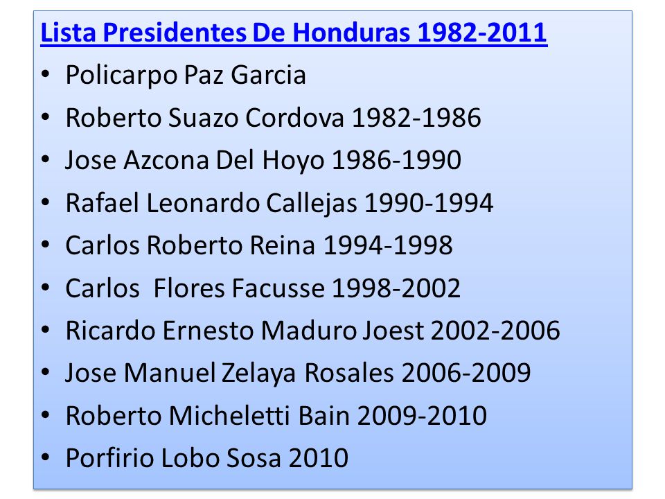Lista Presidentes De Honduras