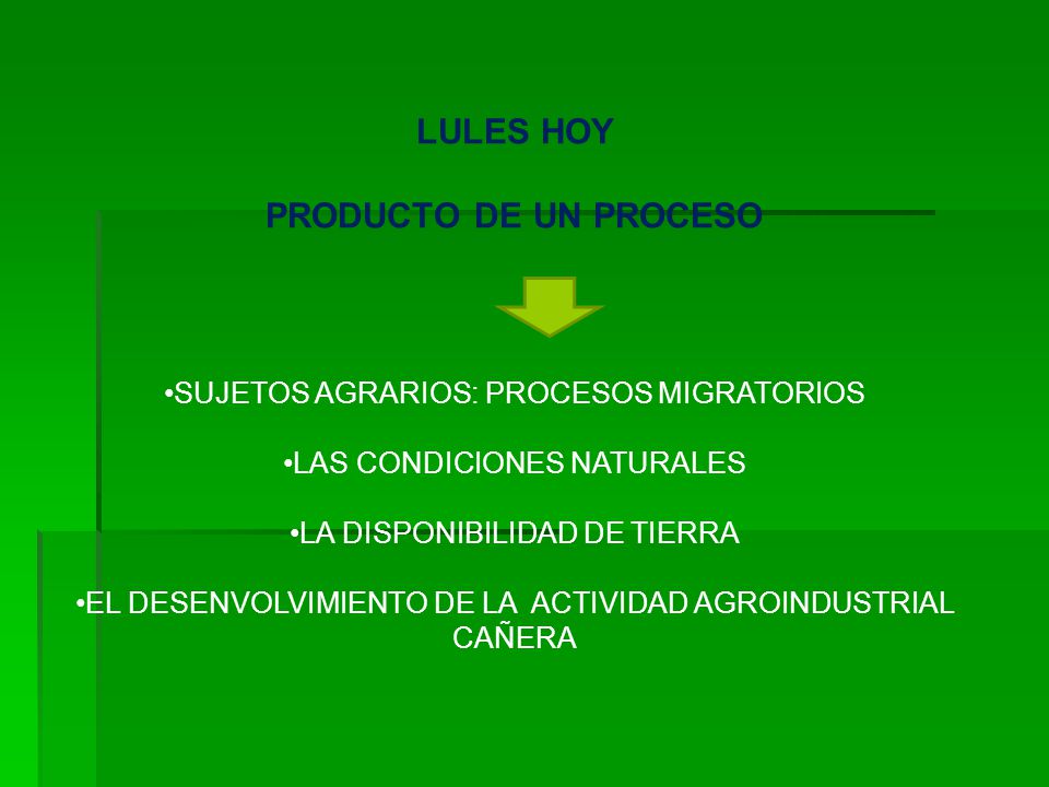 LULES HOY PRODUCTO DE UN PROCESO