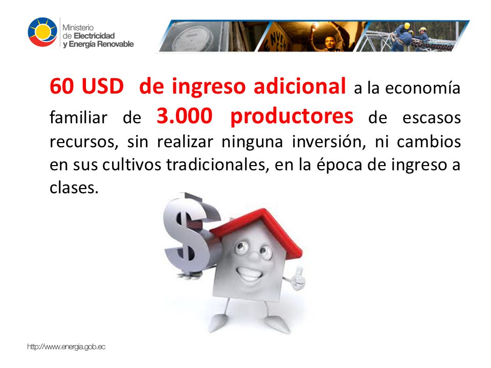 60 USD de ingreso adicional a la economía familiar de 3